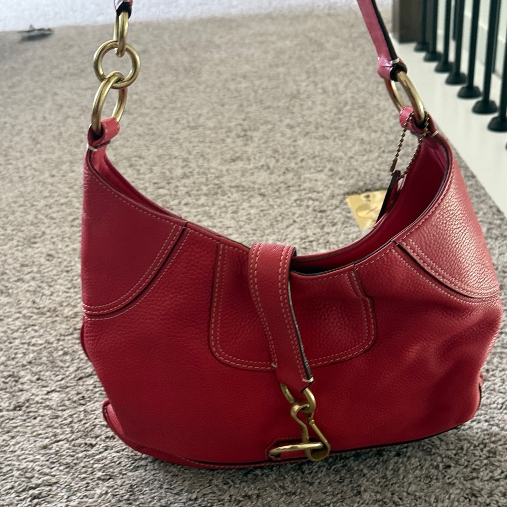 Coach Red Leather Hobo Bag